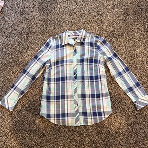 Talbots Blue Plaid Button-Down Shirt